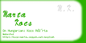 marta kocs business card